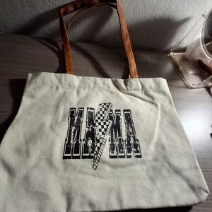 Canvas Tote Bag with Brown Handles